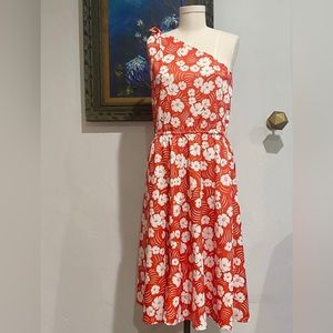 Vintage One Shoulder Floral Dress